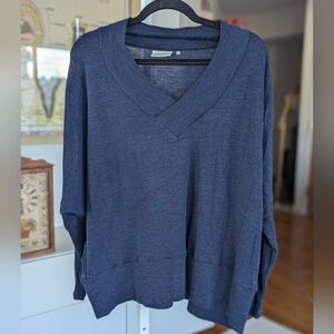 Women's Merino V-Neck Sweater Navy Blue XL